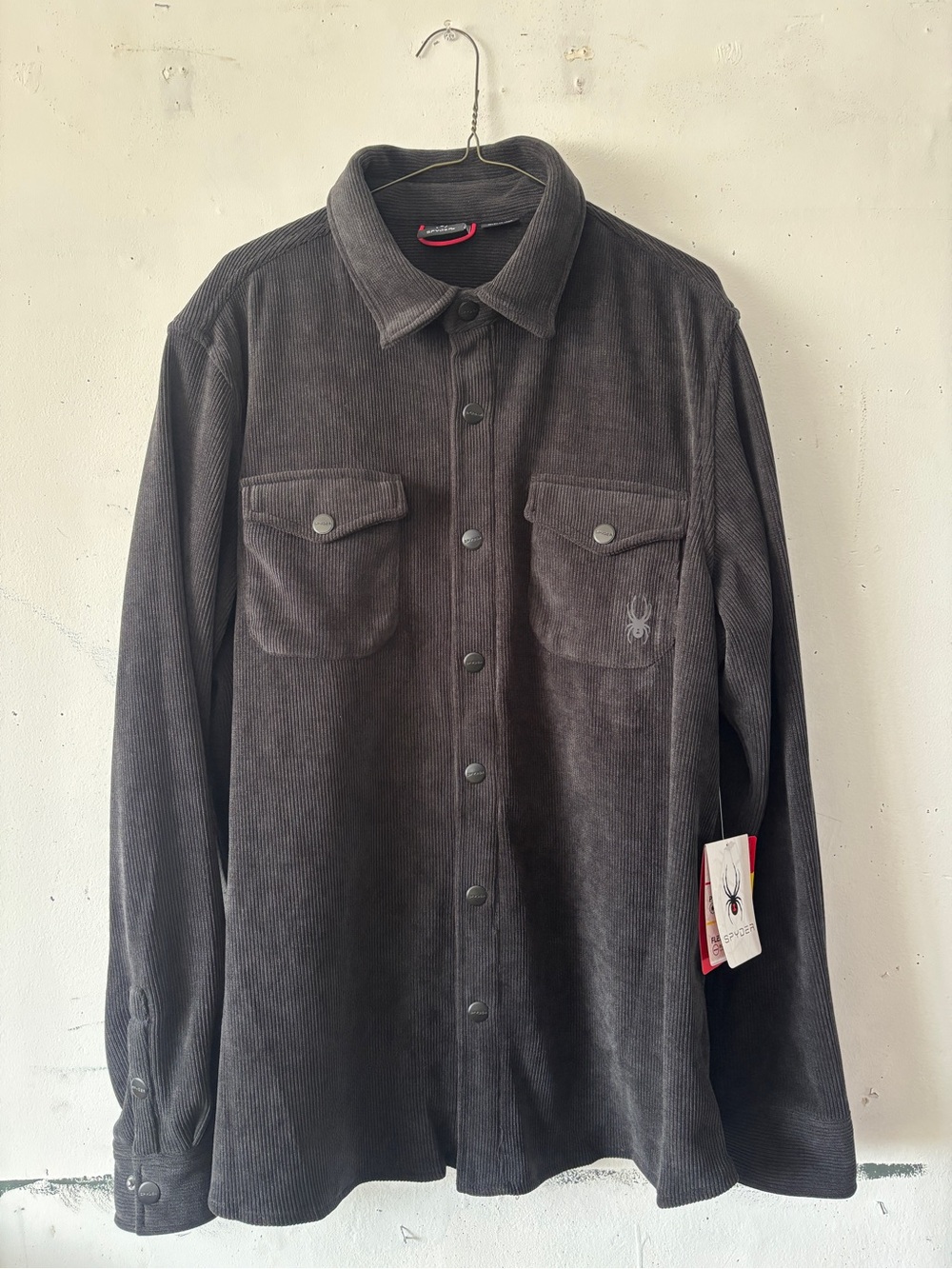 Spyder Men's Dark Black Corduroy Shirt Jacket